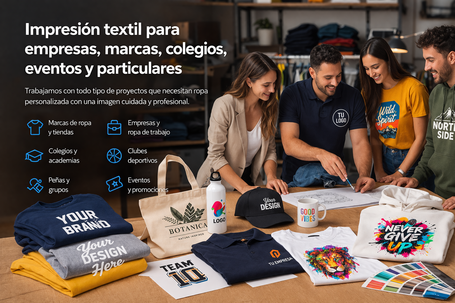 Impresión textil para empresas, marcas, colegios, eventos y particulares